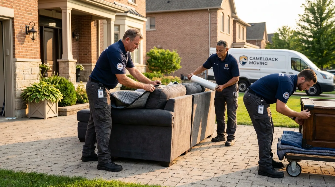 Large estate moving crew wrapping furniture in Richmond, UT