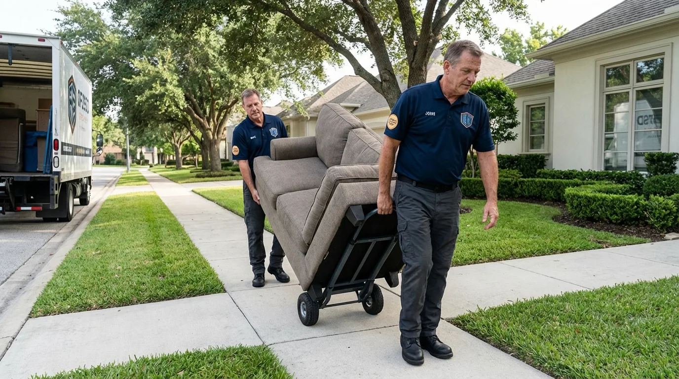 Local residential moving crew loading furniture in Richmond, UT